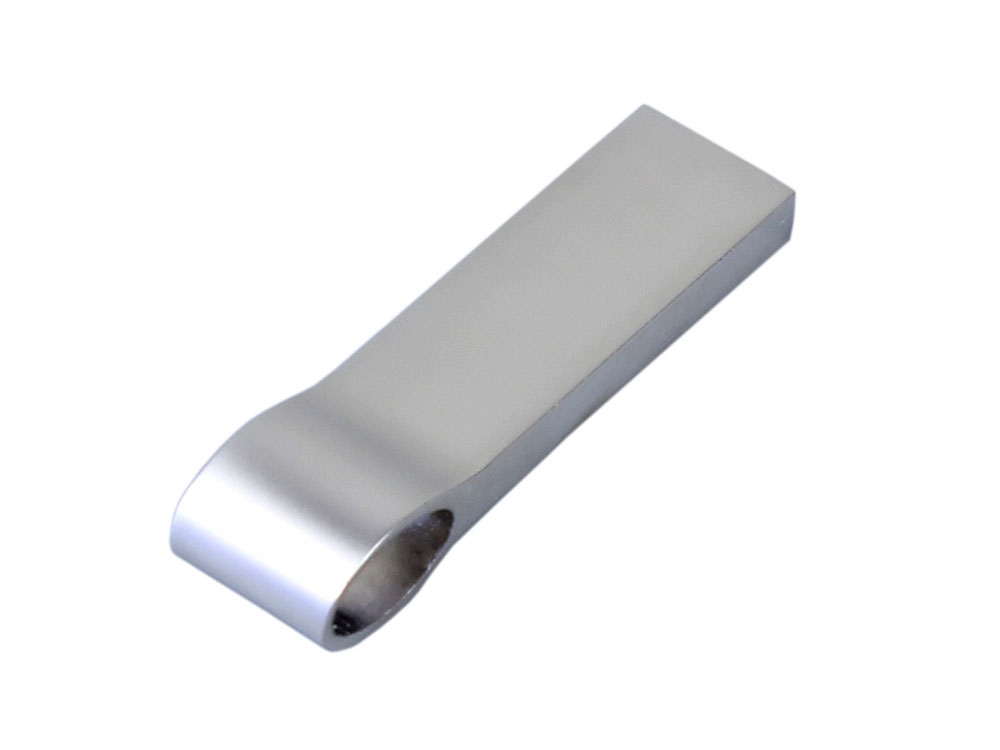 USB 2.0-флешка на 512 Мбайт с мини чипом и боковым отверстием для цепочки, серебристый, металл