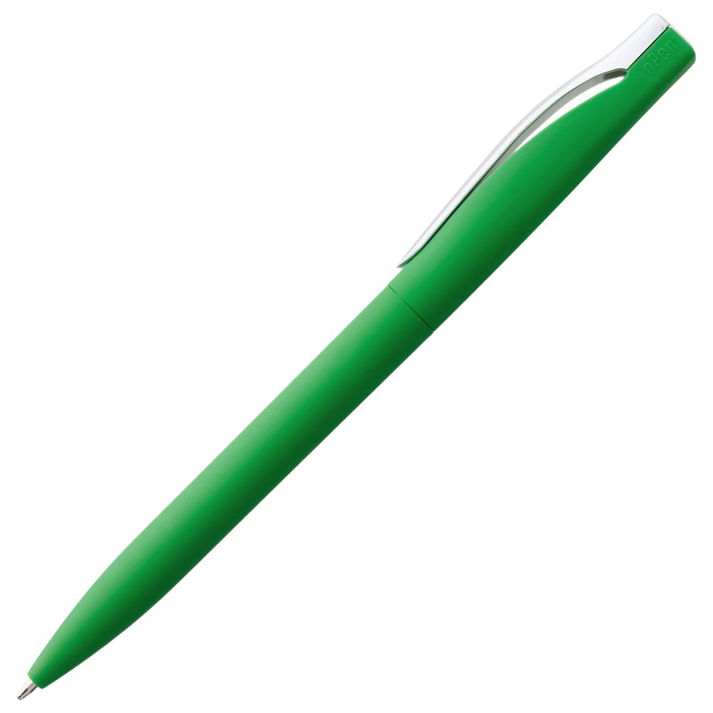 Ручка шариковая Pin Soft Touch, зеленая, зеленый, пластик; покрытие софт-тач