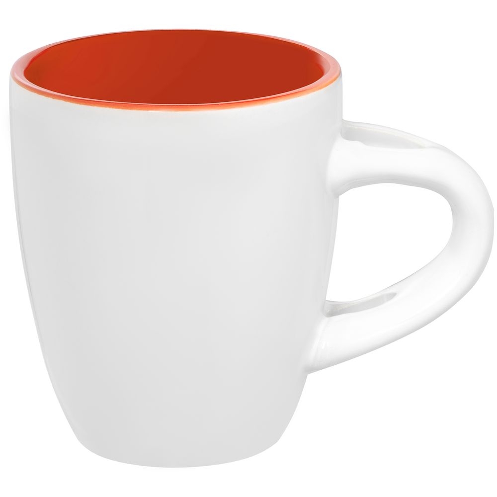 Кофейная кружка Pairy с ложкой, оранжевая с белой, белый, оранжевый, каменная керамика
