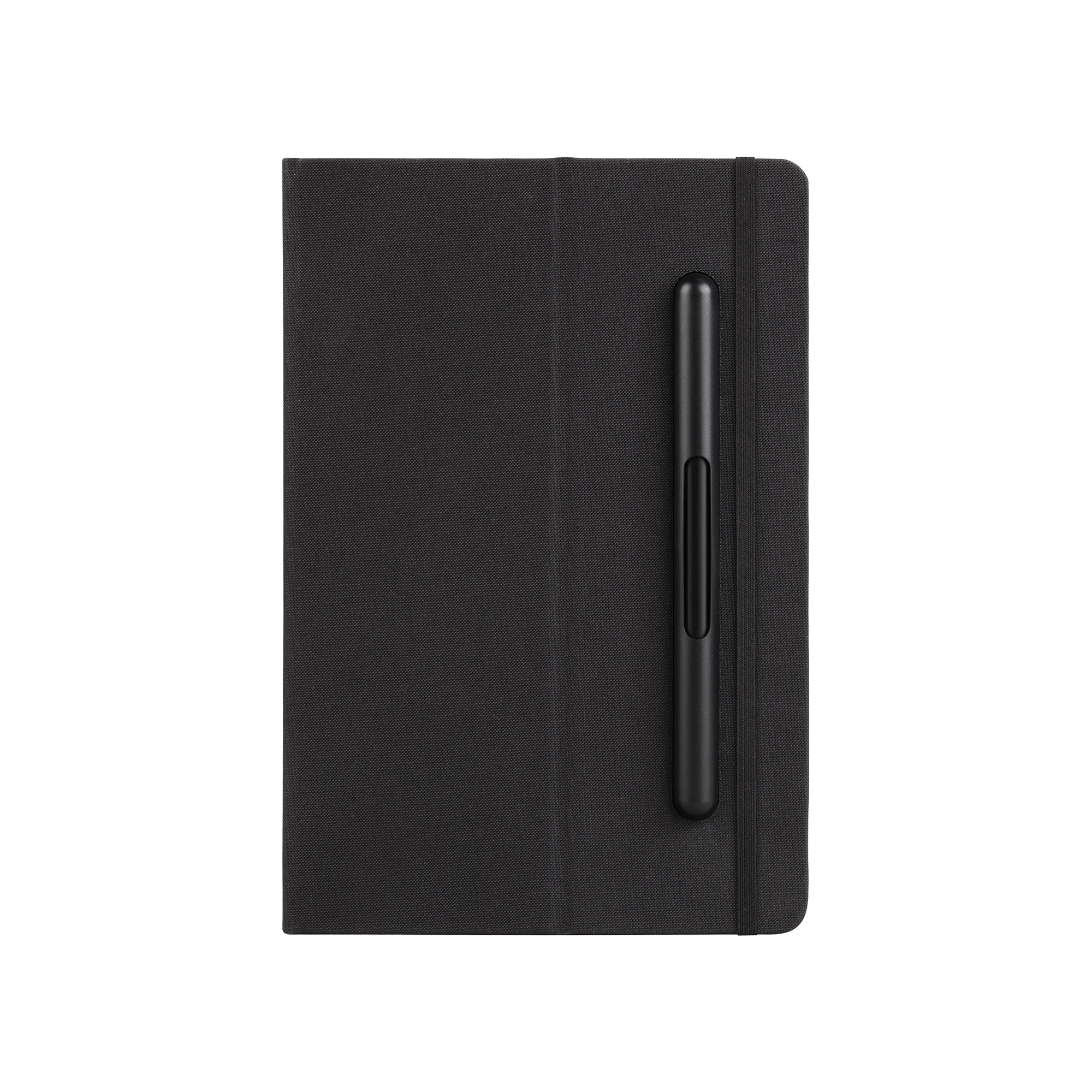 Блокнот с ручкой и вечным карандашом в пенале, с подставкой под смартфон, черный