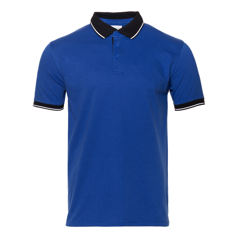 Рубашка поло  мужская STAN с контрастными деталями хлопок/полиэстер 185, 04С, Синий/Чёрный, синий, 185 гр/м2, хлопок