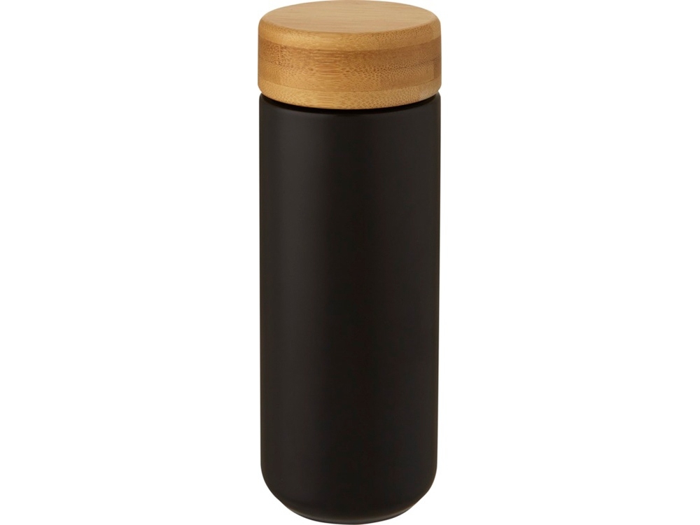 Керамическая кружка «Lumi» с бамбуковой крышкой, черный, бамбук, керамика