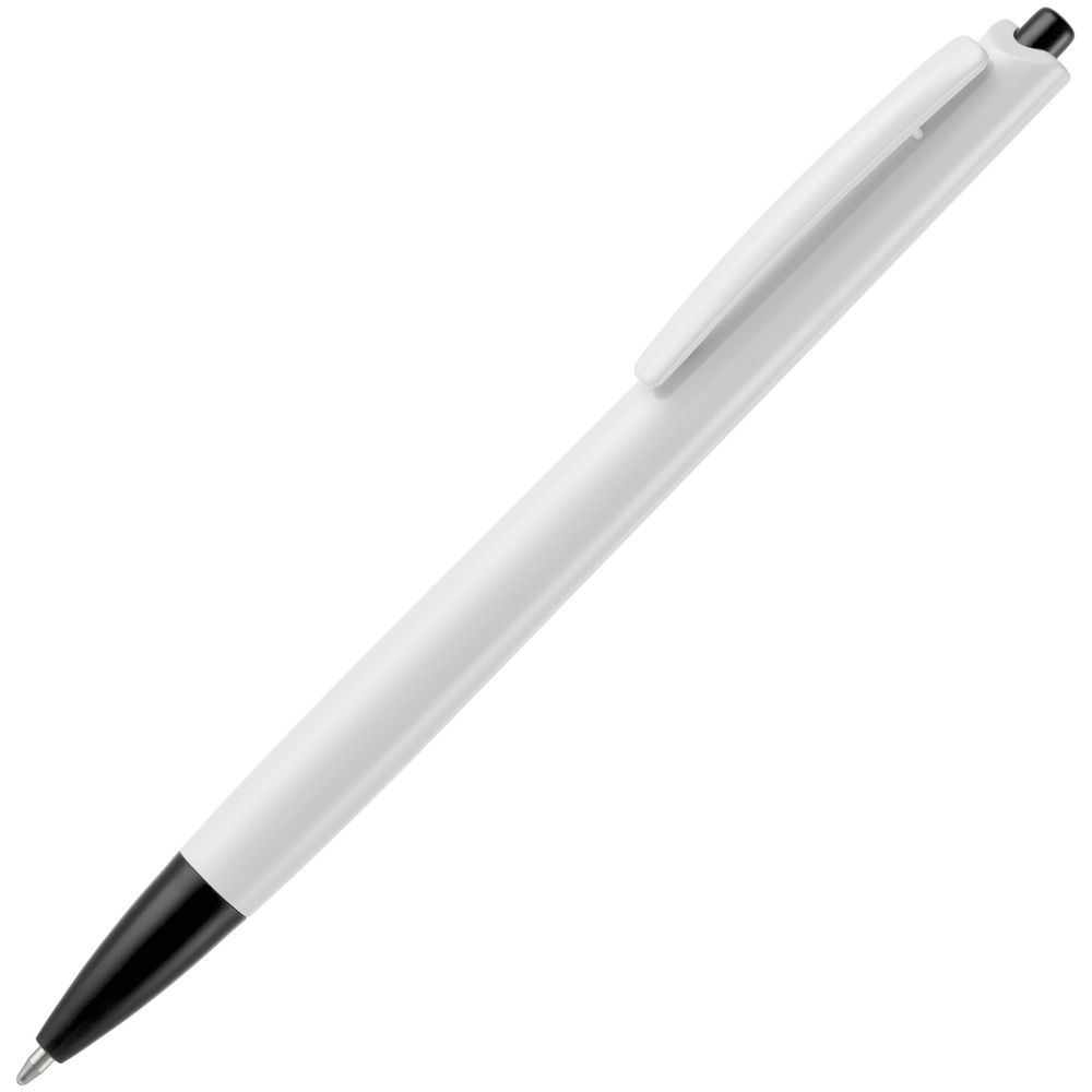 Ручка шариковая Tick, белая с черным, черный, белый, пластик