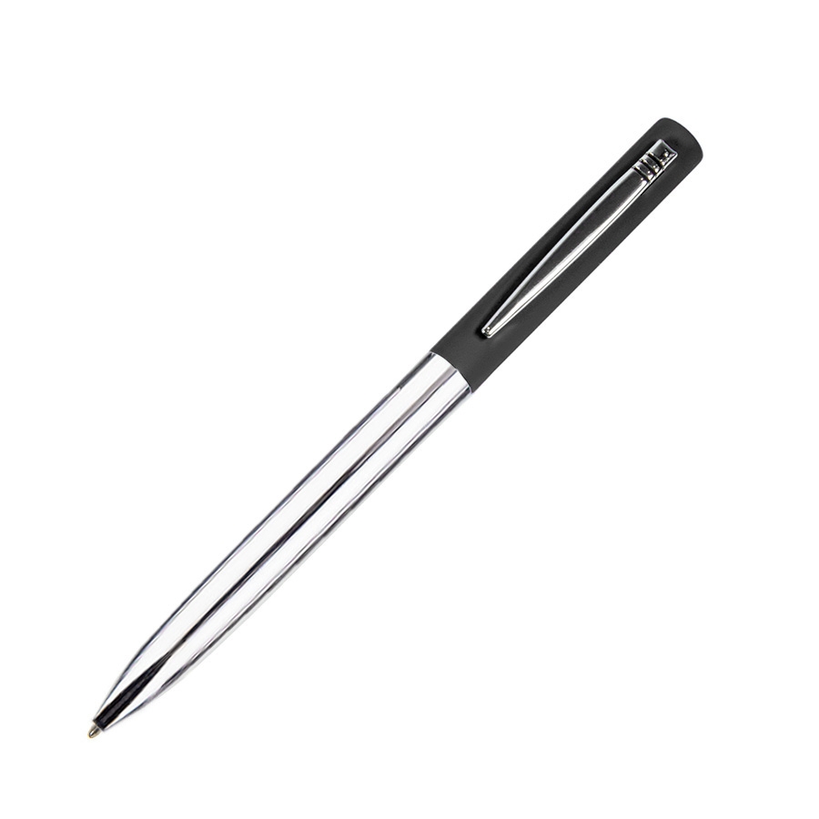 CLIPPER, ручка шариковая, черный/хром, металл, покрытие soft touch, черный, латунь, нержавеющая сталь, софт-покрытие