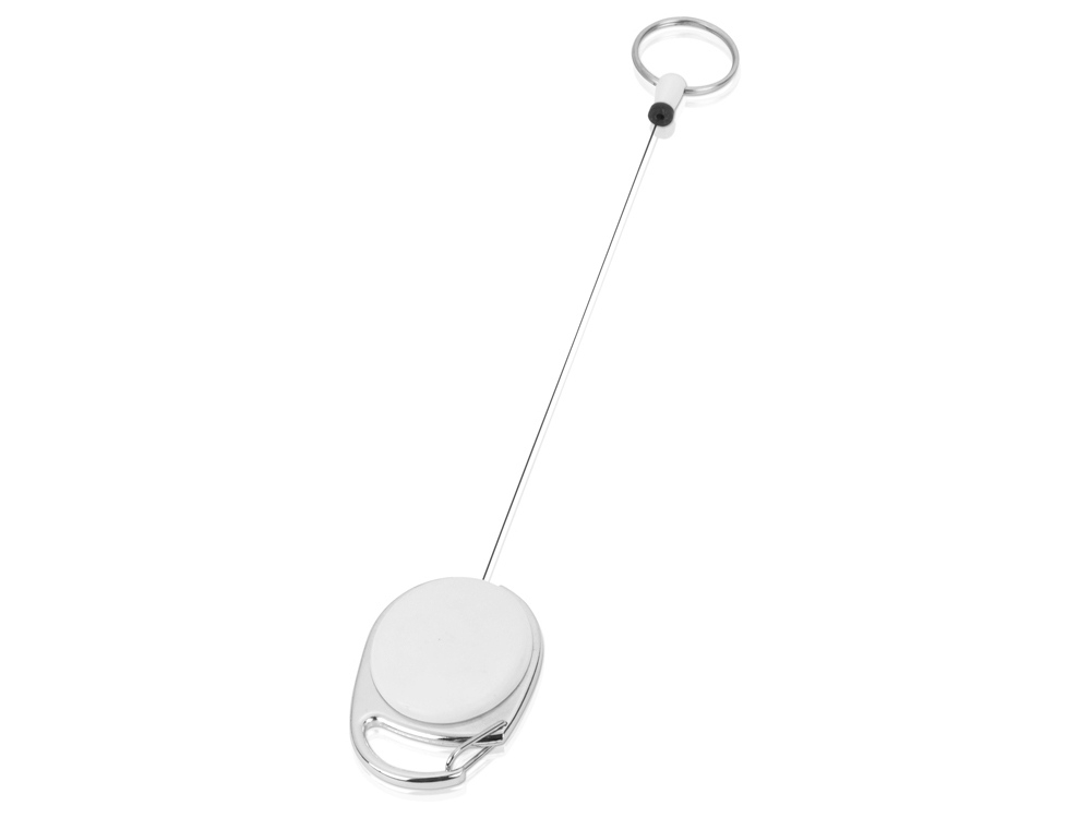 Ретрактор «Слип» с кольцом, белый, серебристый, пластик, металл