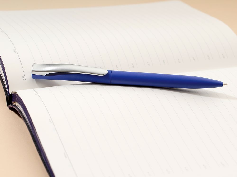 Ручка шариковая Pin Soft Touch, синяя, синий, пластик; покрытие софт-тач
