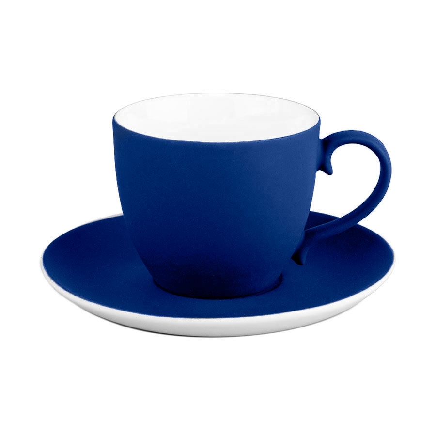 Чайная пара TENDER, 250 мл, синий, фарфор, прорезиненное покрытие, синий, фарфор