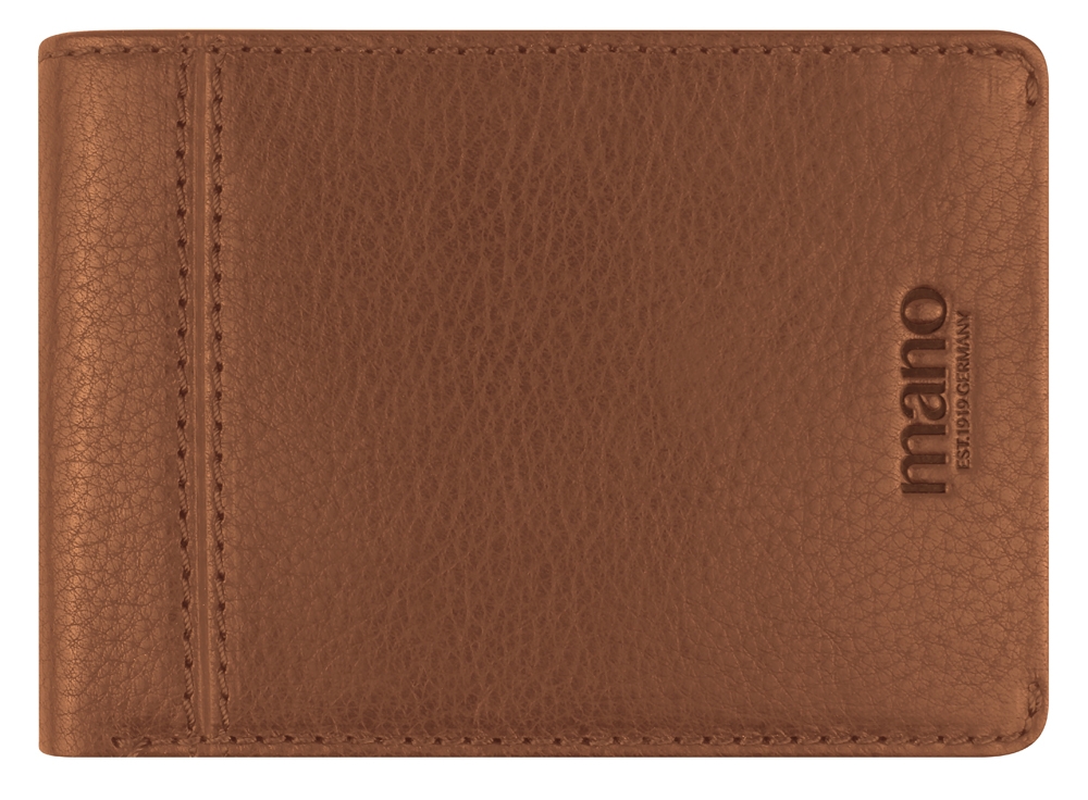 Бумажник Mano "Don Montez", натуральная кожа в коньячном цвете, 12,8 х 9 см, коричневый