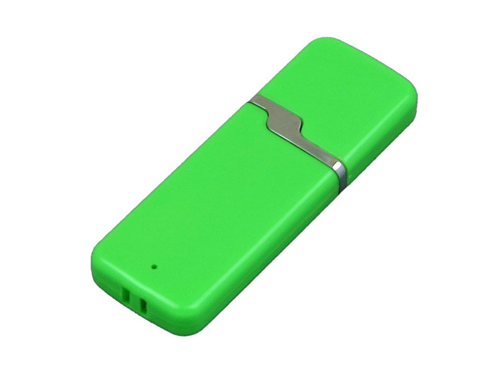 USB 2.0- флешка на 4 Гб с оригинальным колпачком, зеленый, пластик