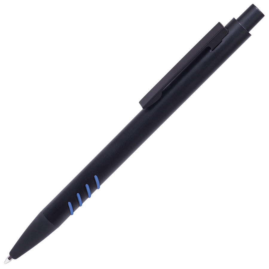 TATTOO, ручка шариковая, черный с синими вставками grip, металл, черный, синий, алюминий, грип, цветная подложка
