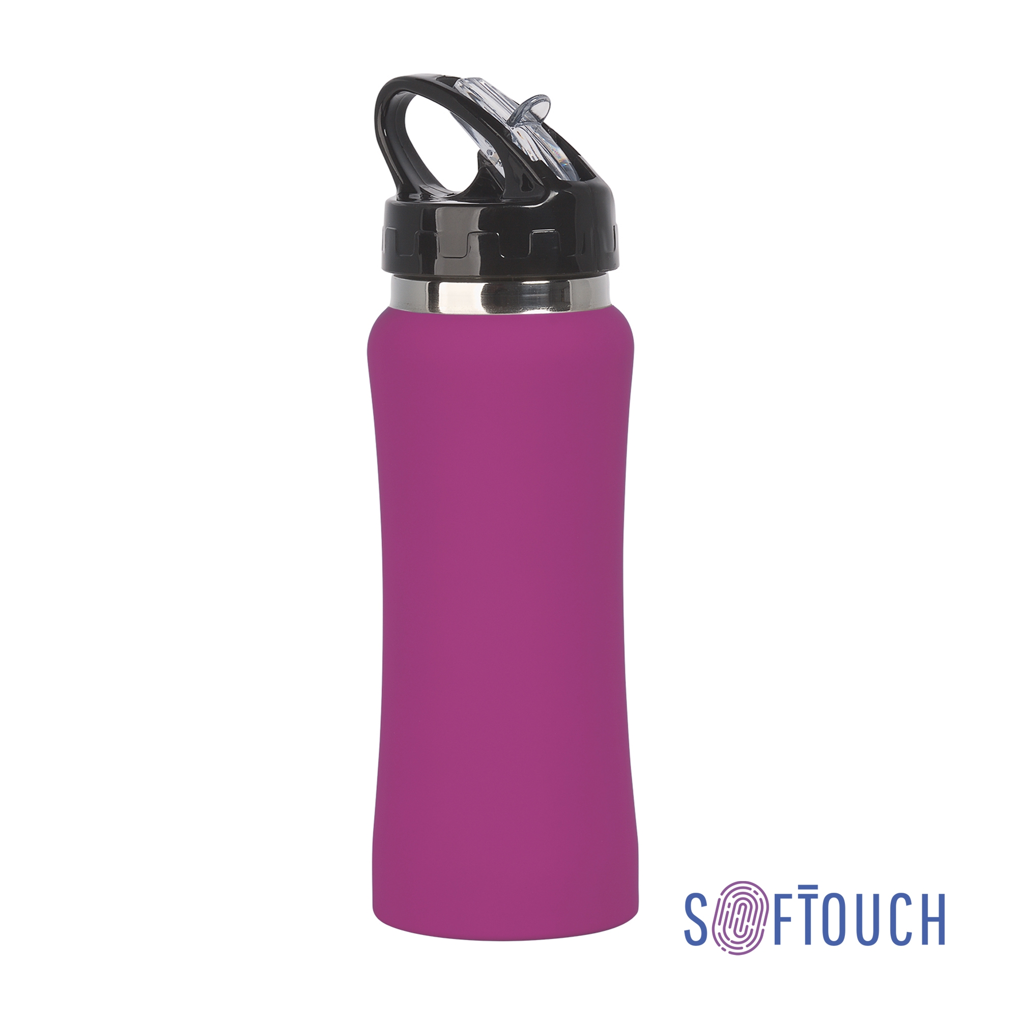 Бутылка для воды "Индиана" 600 мл, покрытие soft touch, розовый, нержавеющая сталь/soft touch/пластик