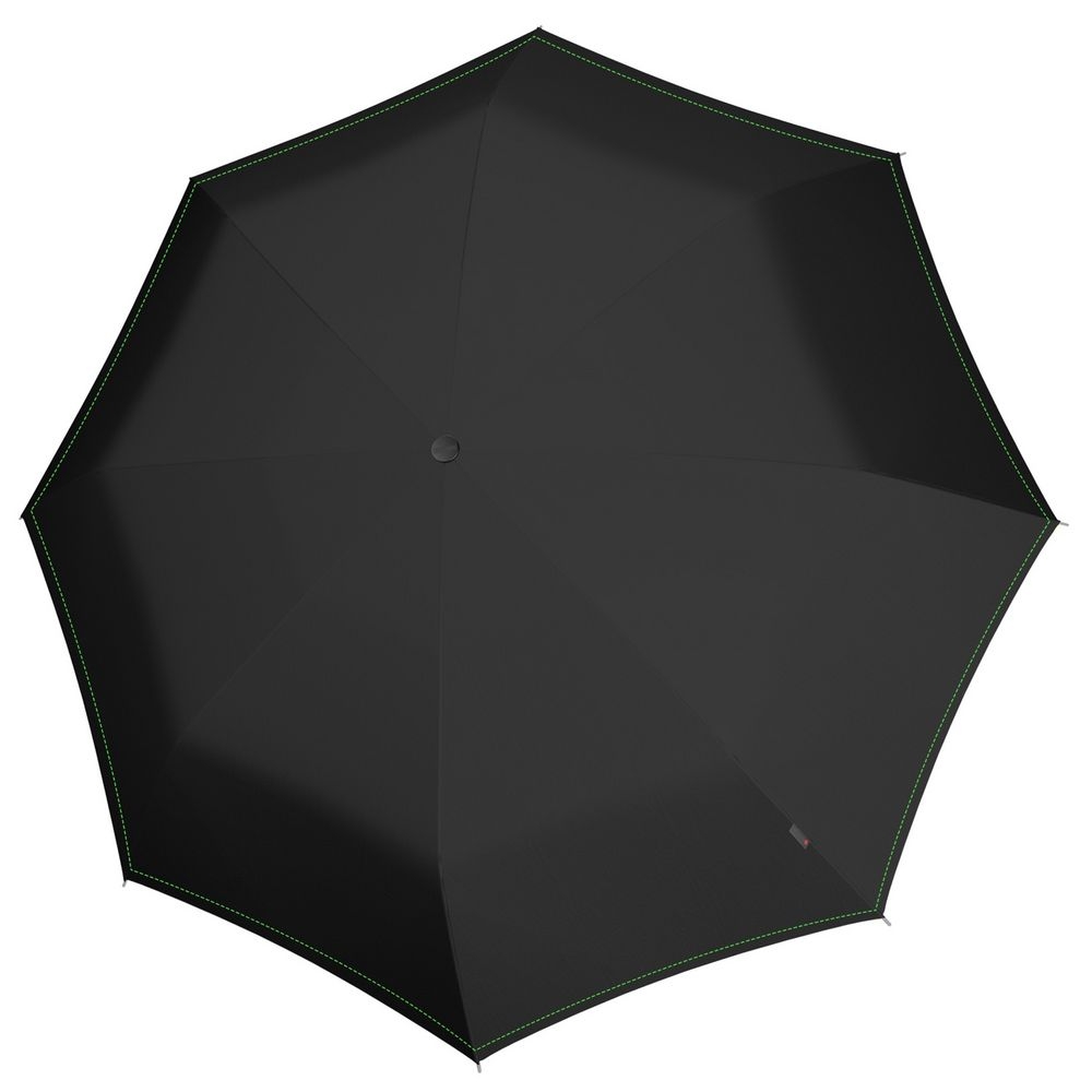 Складной зонт U.090, черный с неоново-зеленым, черный, зеленый, купол - эпонж, 280t; спицы - стеклопластик