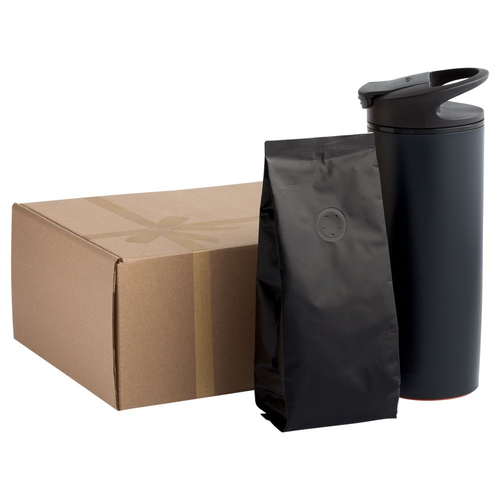 Кофе в зернах, в черной упаковке, черный, алюминиевая фольга; полиэтилен