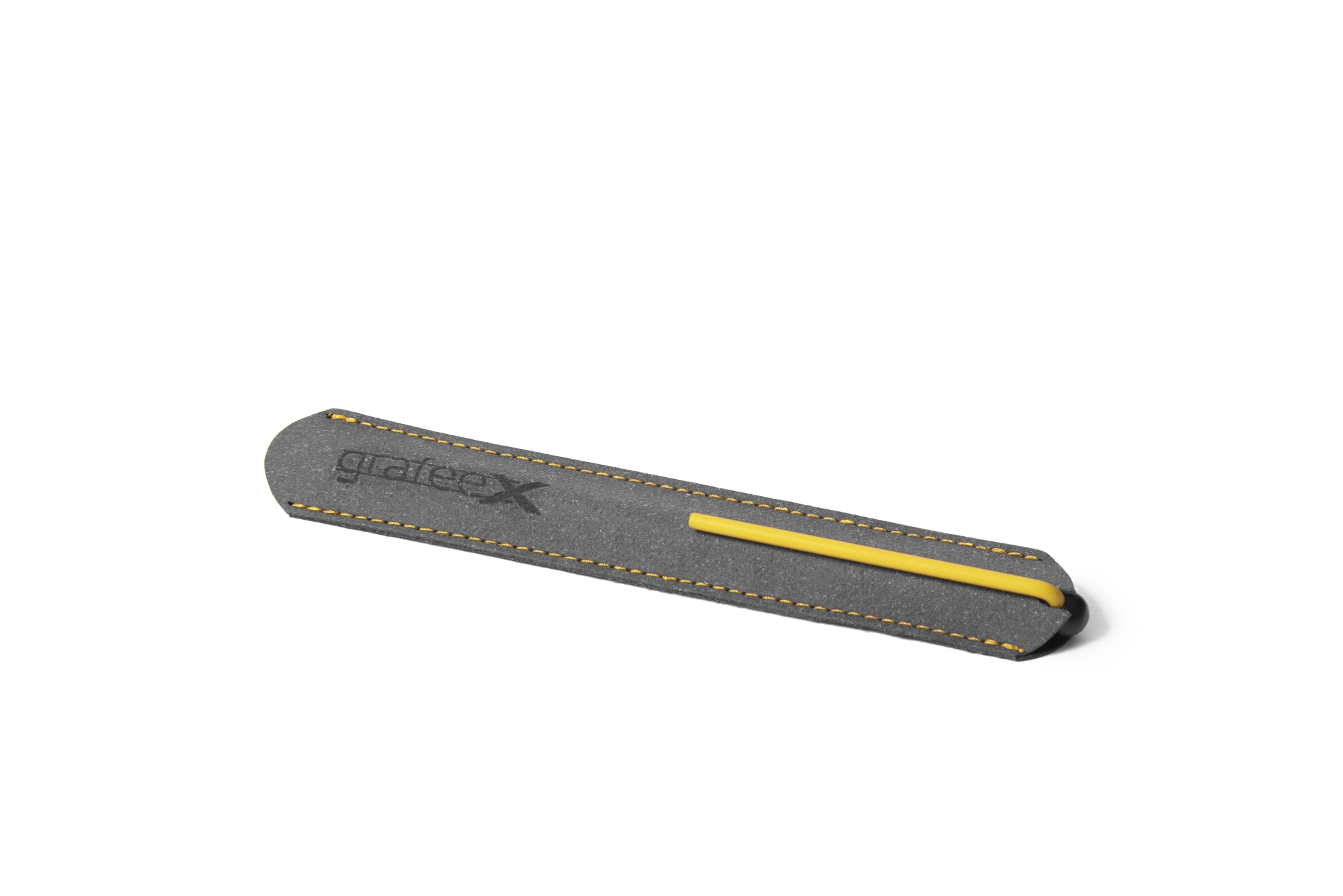 Карандаш Pininfarina GrafeeX с желтым клипом в чехле из переработанной кожи, черный, алюминий, grafeex (графит), рециклированная кожа