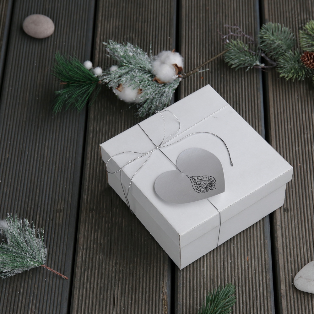 Коробка подарочная, самосборная, крышка/дно, белый, материал мгк бело-белый, 1,5 мм