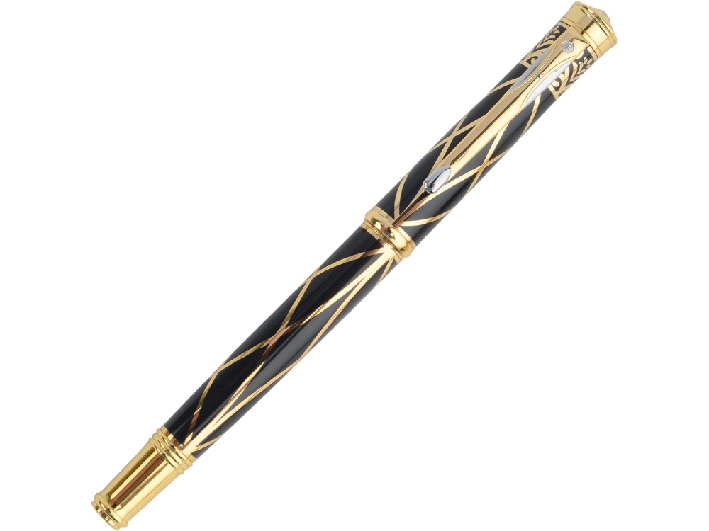 Ручка-роллер, черный, желтый, металл