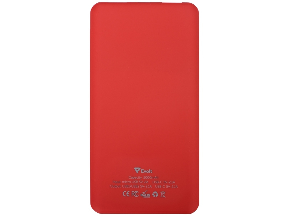 Внешний аккумулятор «Reserve» с USB Type-C, 5000 mAh, красный, soft touch