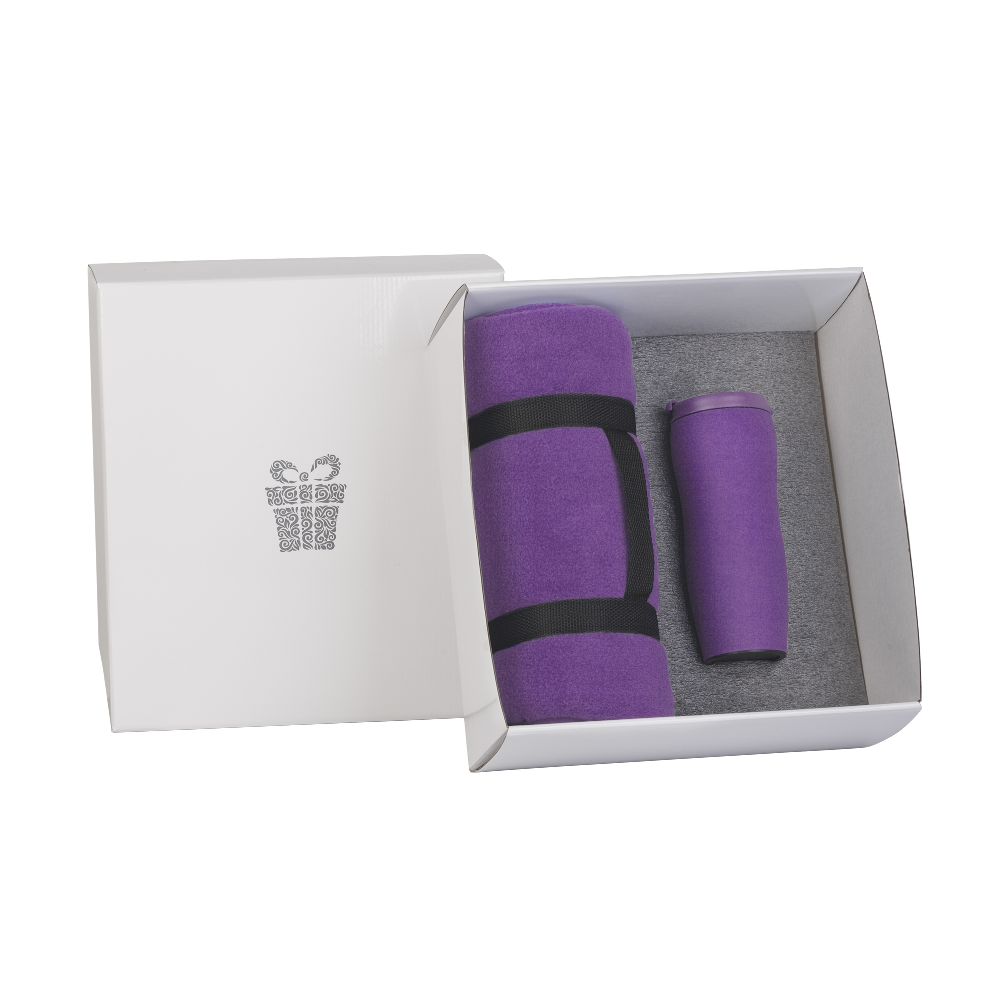 Набор подарочный "Нега", фиолетовый, пластик/soft touch/флис