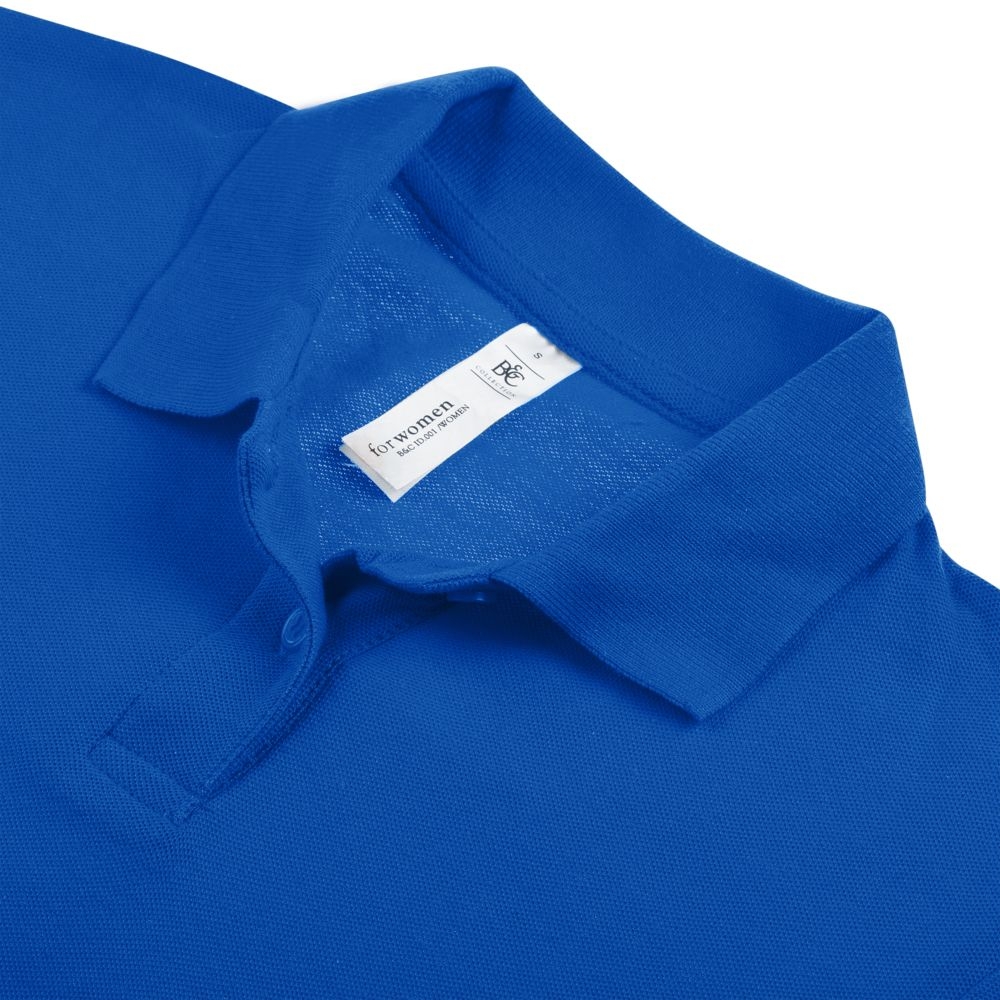 Рубашка поло женская ID.001 ярко-синяя, синий, хлопок