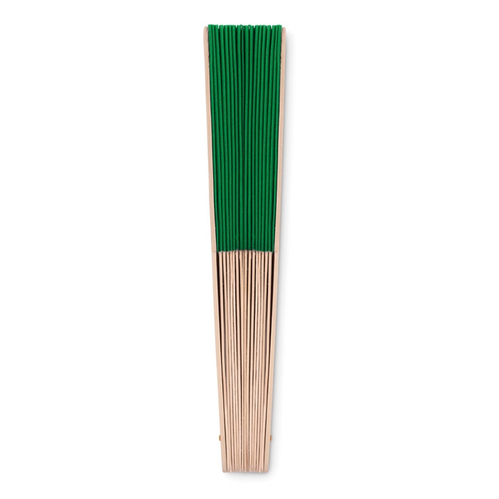 Веер деревянный, зеленый, wood+polyester