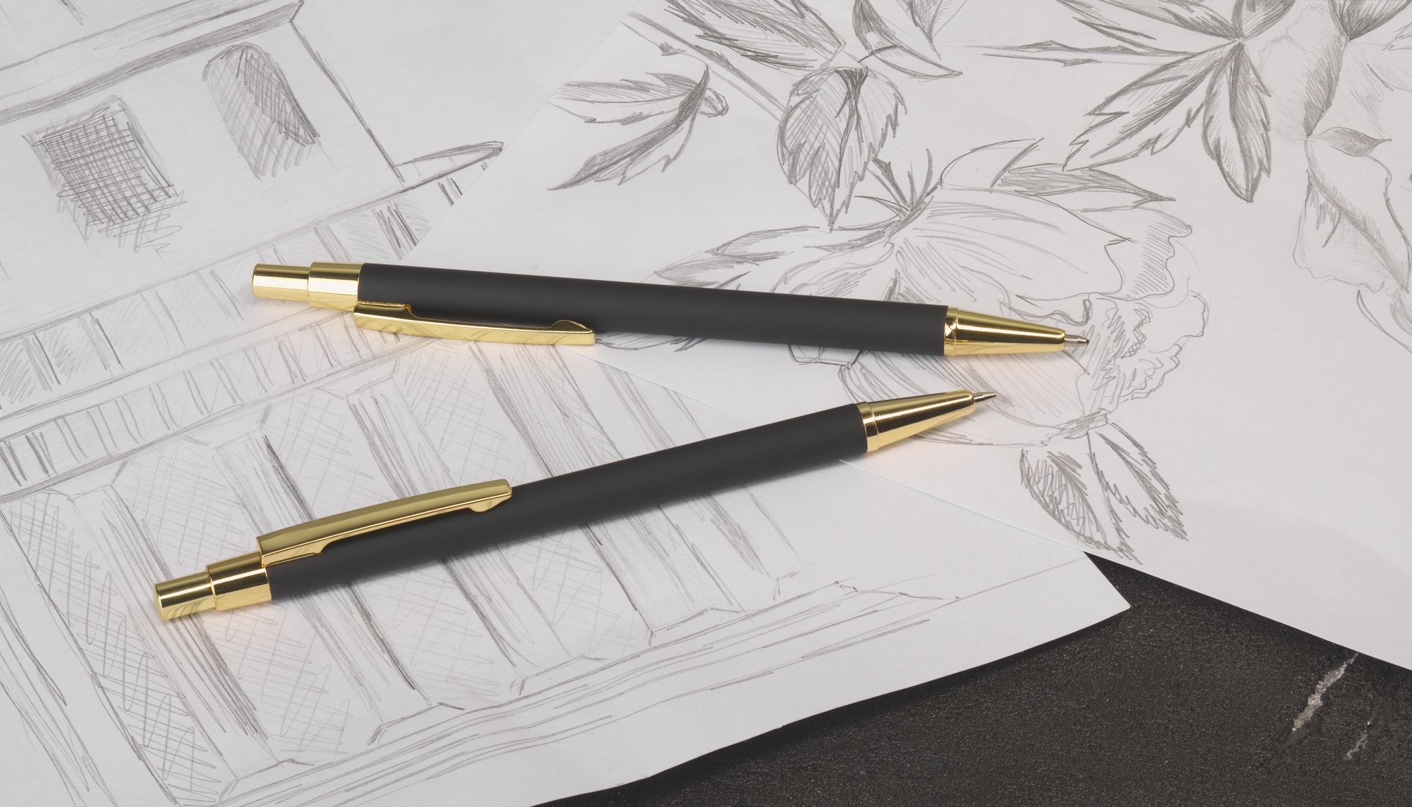 Ручка шариковая "Ray", покрытие soft touch, черный с золотом, металл/soft touch