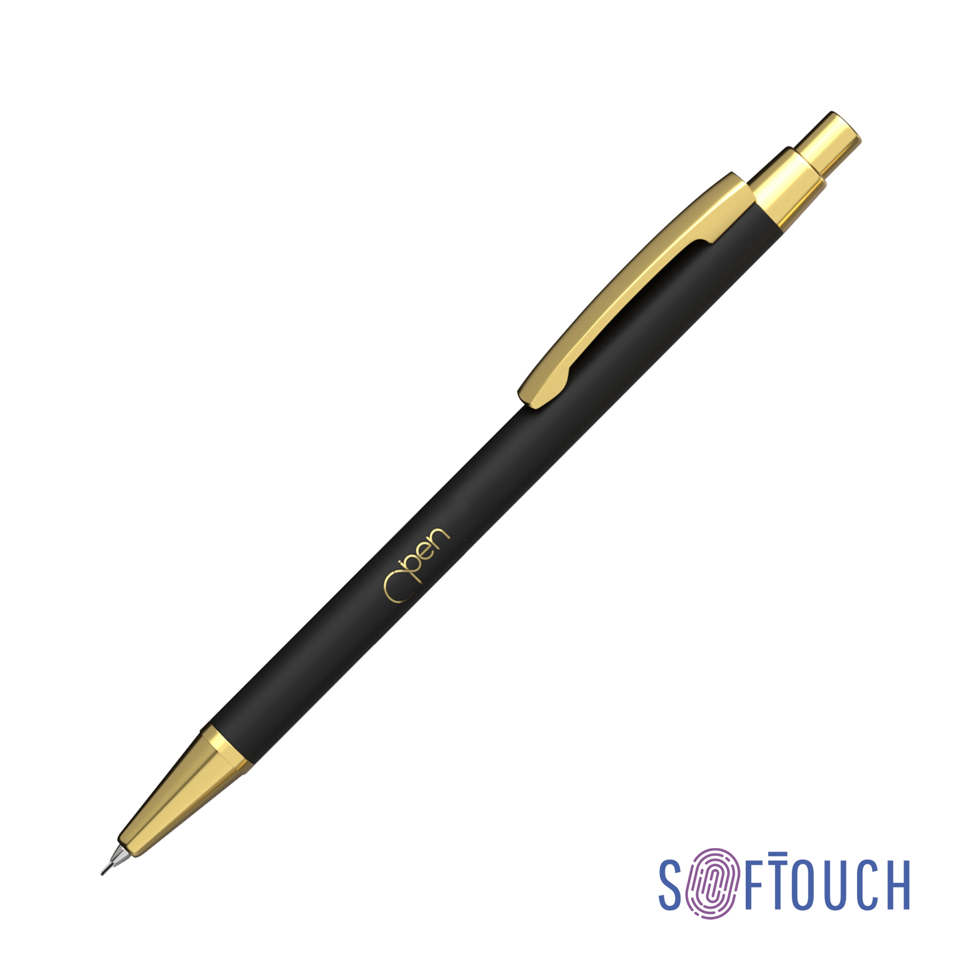 Карандаш механический "Ray", покрытие soft touch, черный с золотом, металл/soft touch