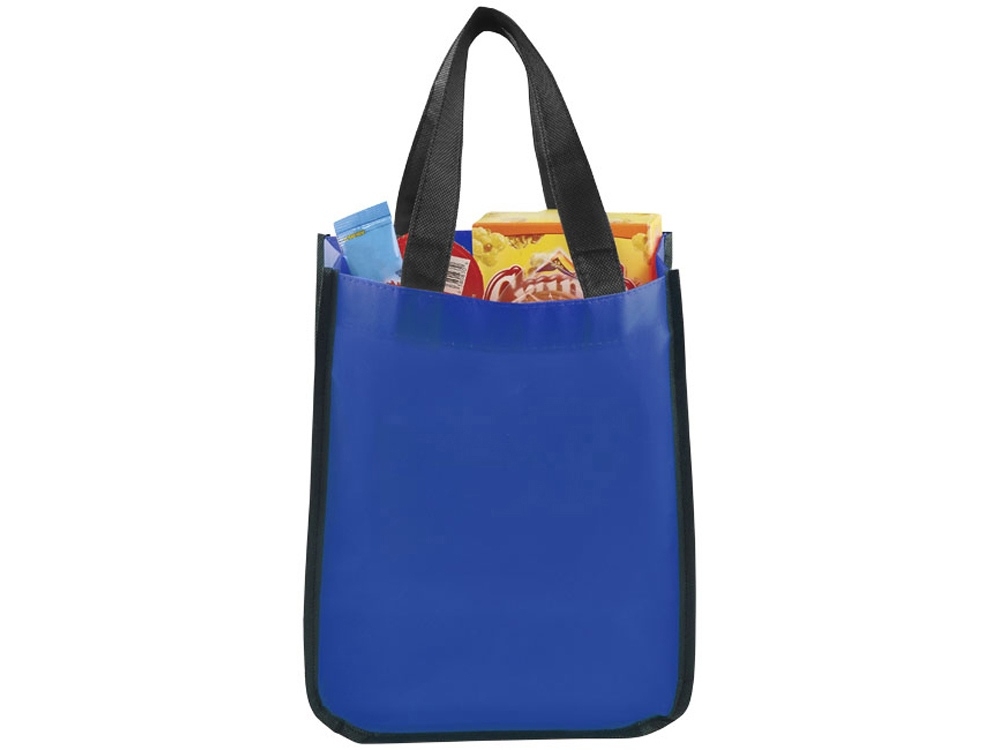 Ламинированная сумка для покупок, малая, 80 г/м2, синий, нетканый материал