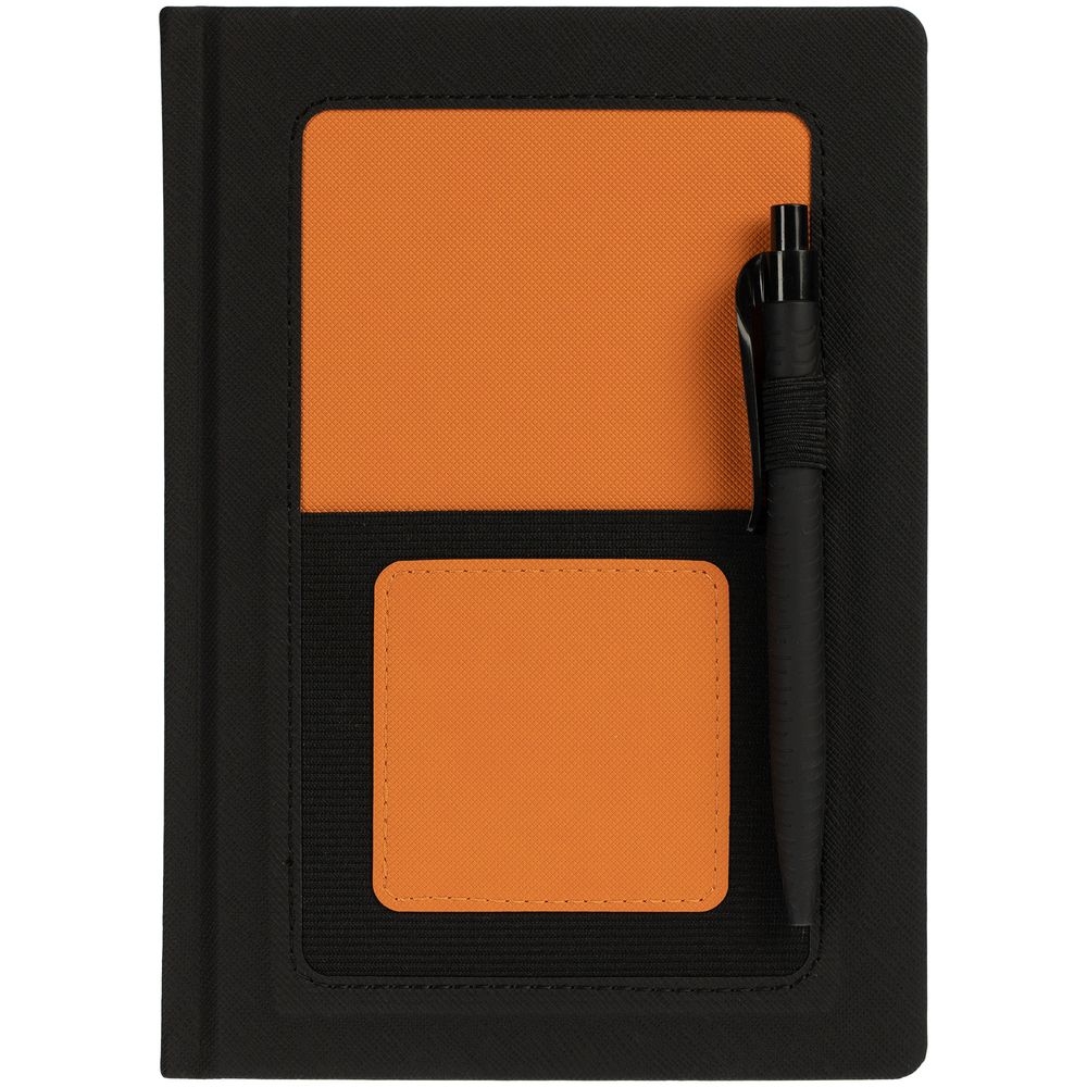 Ежедневник Mobile, недатированный, черно-оранжевый, черный, оранжевый, кожзам