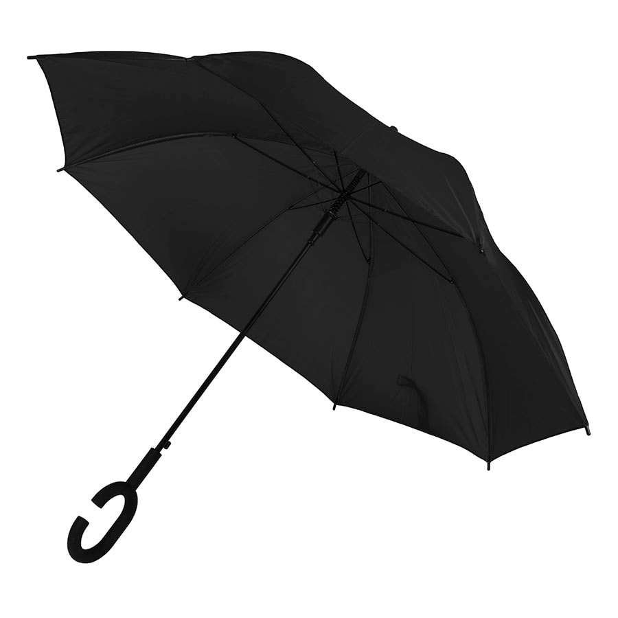 Зонт-трость HALRUM,  полуавтомат, черный, D=105 см, нейлон, пластик, черный, нейлон, пластик
