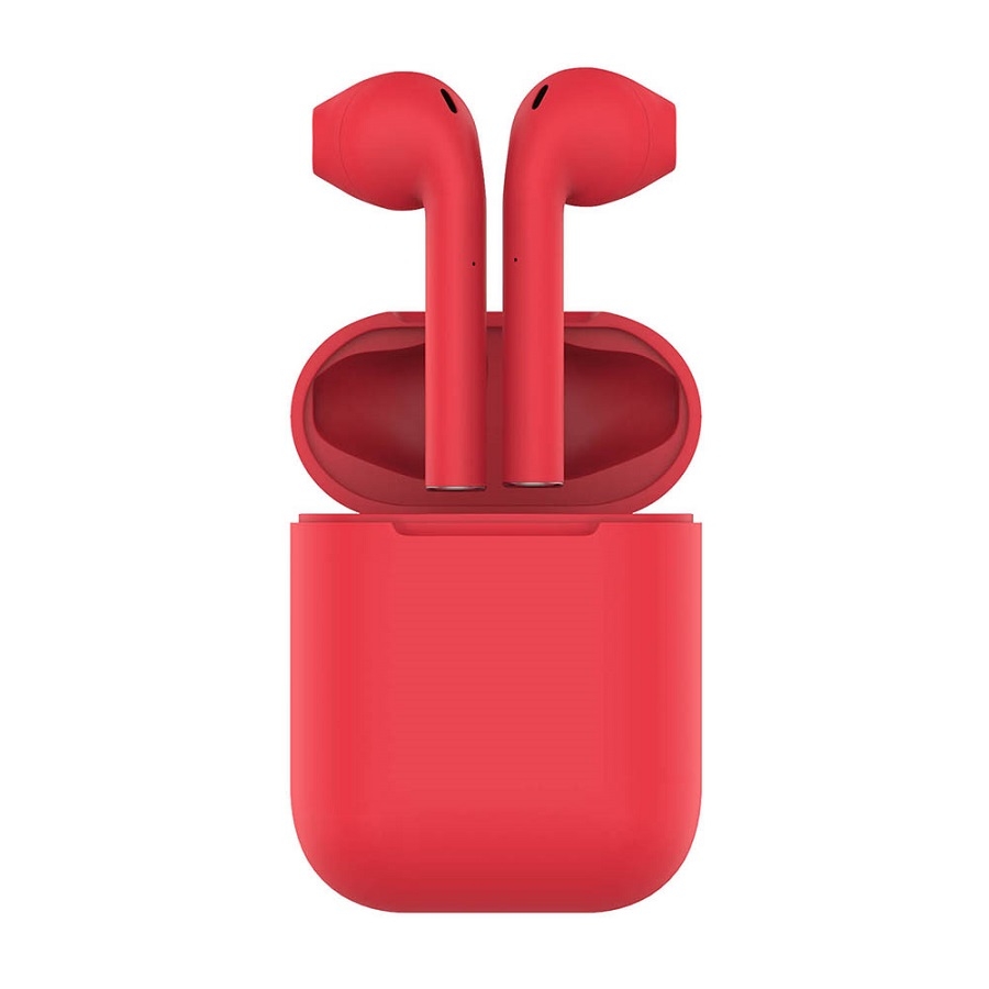 Наушники беспроводные с зарядным боксом TWS AIR SOFT, цвет красный , красный, пластик, soft touch покрытие