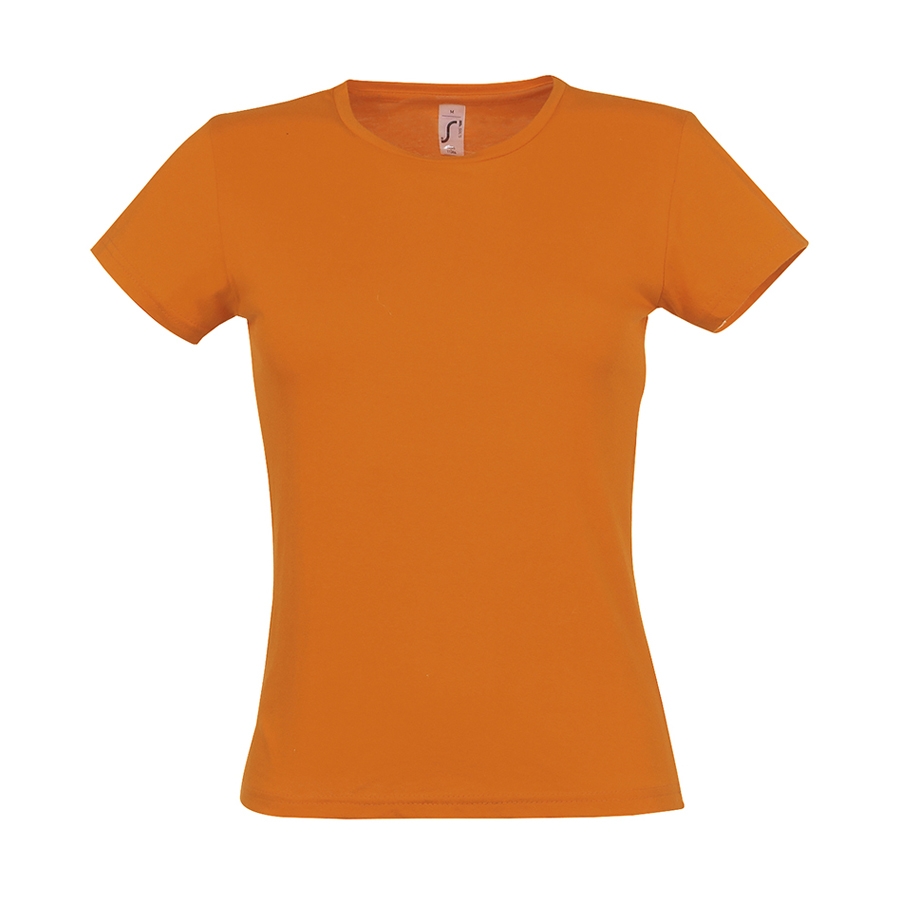 Футболка женская MISS, оранжевый, S, 100% хлопок, 150 г/м2, оранжевый, полугребенной хлопок 100%, плотность 150 г/м2, джерси