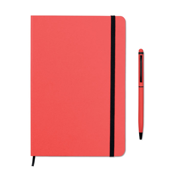 Блокнот с ручкой, красный, бумага