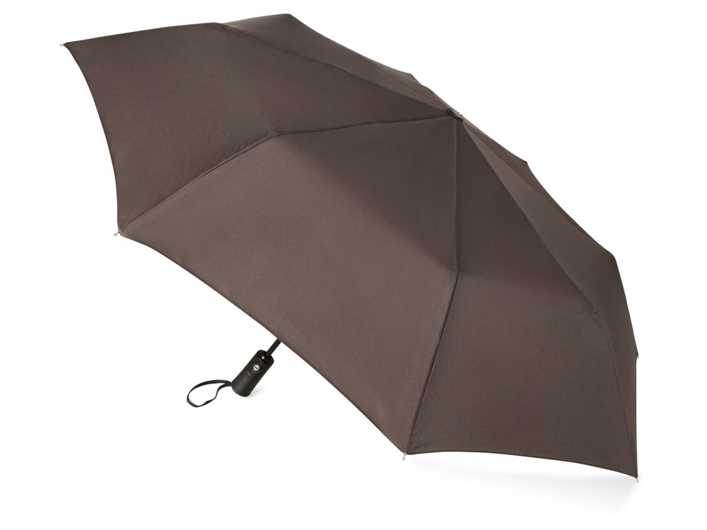 Зонт складной «Ontario», коричневый, полиэстер, кожзам