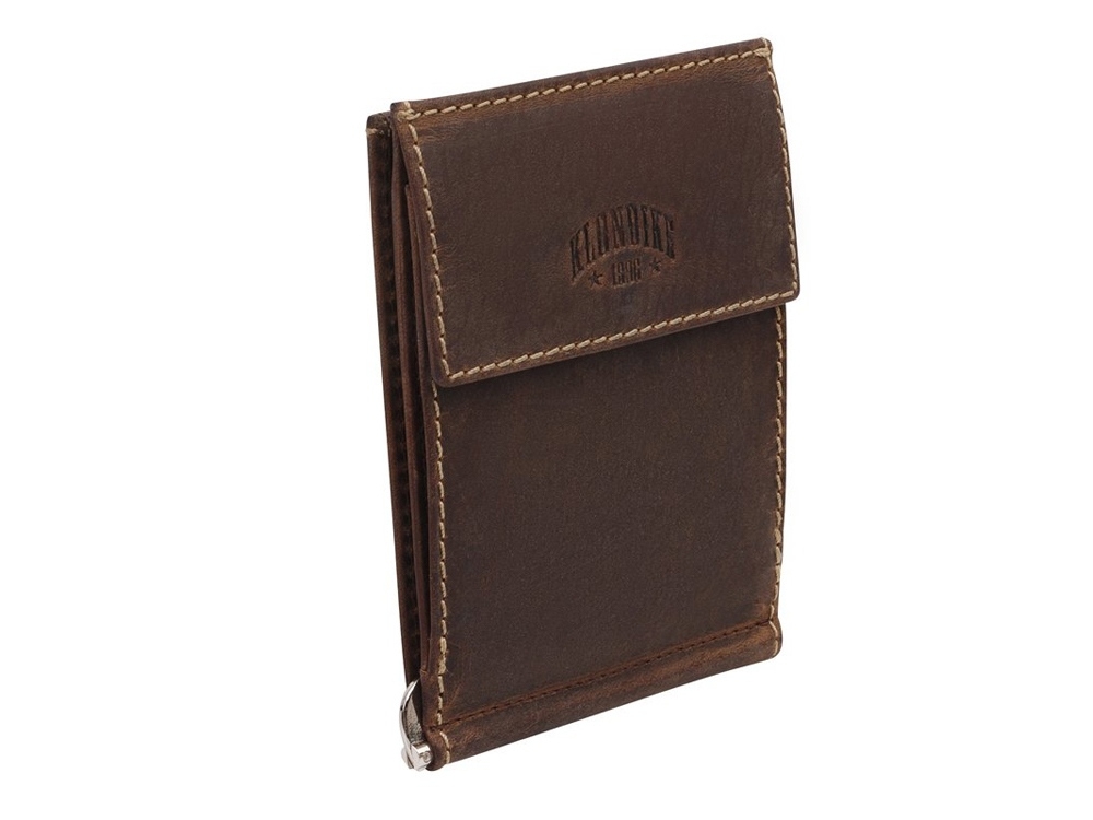 Бумажник «Yukon», с зажимом для денег, коричневый, кожа