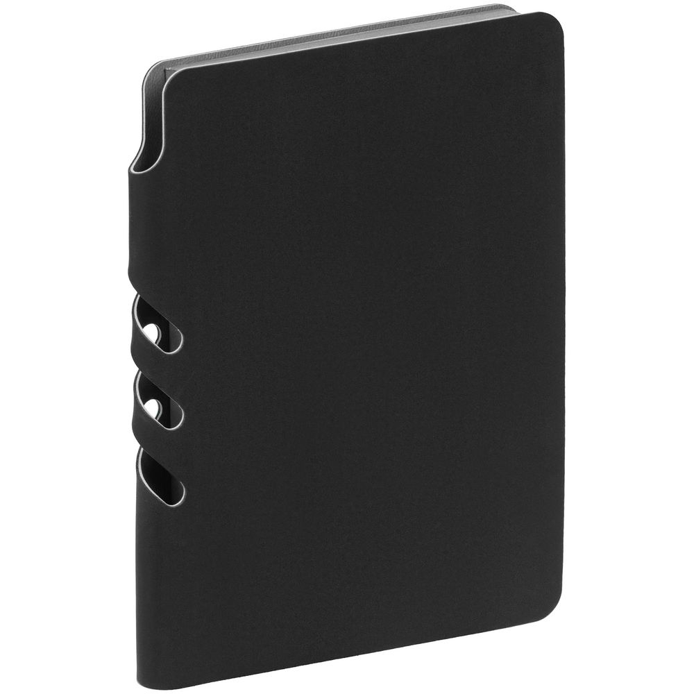 Ежедневник Flexpen Mini, недатированный, черный, черный, покрытие софт-тач; искусственная кожа