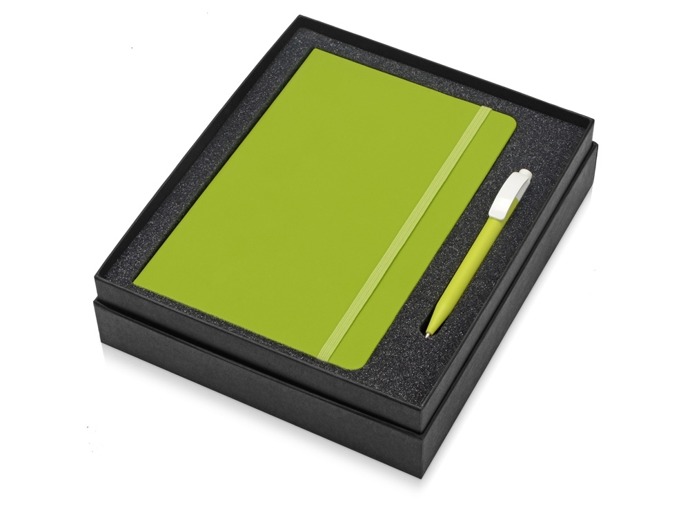 Подарочный набор Uma Vision с ручкой и блокнотом А5, зеленый, пластик, картон