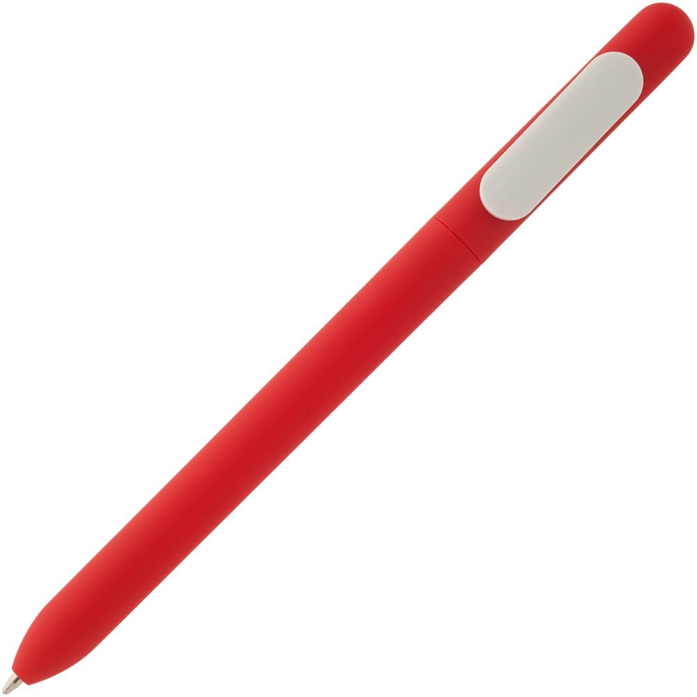 Ручка шариковая Swiper Soft Touch, красная с белым, белый, красный, пластик; покрытие софт-тач