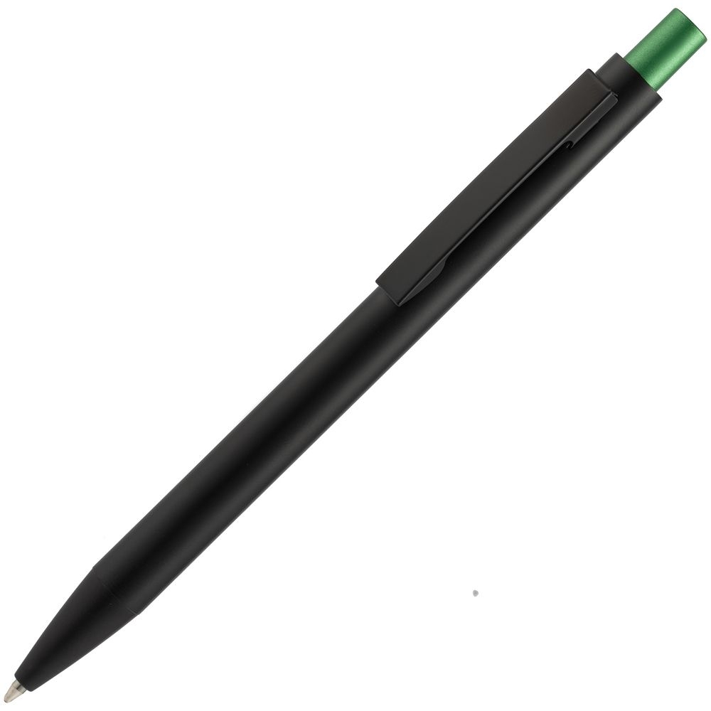 Ручка шариковая Chromatic, черная с зеленым, черный, зеленый, металл