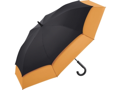 Зонт-трость «Stretch» с удлиняющимся куполом, черный, оранжевый, полиэстер