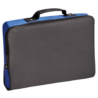 Конференц-сумка "Folder"; черный с синим; 39,5х30х5 см; полиэстер; шелкография