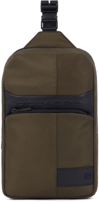Рюкзак слинг мужской Piquadro Wollem CA5751W129/VE зеленый полиэстер/натур.кожа Рюкзак слинг мужской Piquadro Wollem CA5751W129/VE зеленый полиэстер/натур.кожа