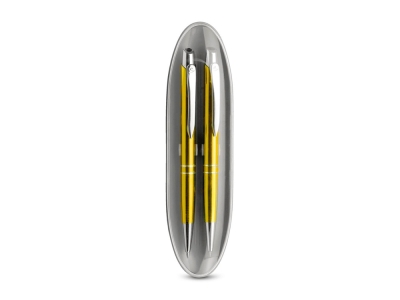 Подарочный набор: ручка металлическая шариковая и механический карандаш, желтый, металл