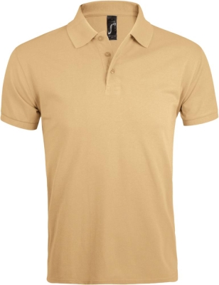 Рубашка-поло Prime Men бежевая, бежевый, полиэстер 65%; хлопок 35%, плотность 200 г/м²; пике