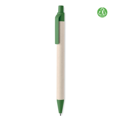 Ручка шариковая, зеленый, картон