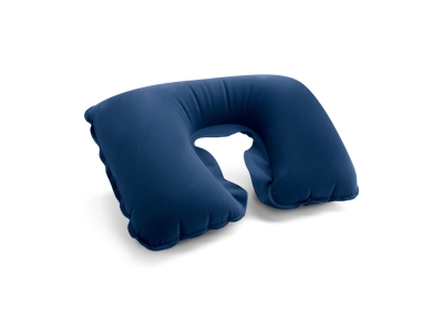 Надувная подушка под шею «STRADA», синий, soft touch