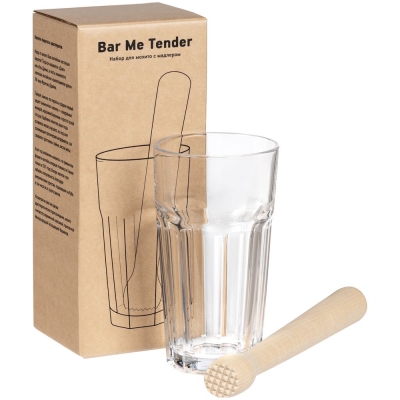 Набор для мохито Bar Me Tender с мадлером, мадлер - дерево, береза; стакан - стекло; упаковка - картон