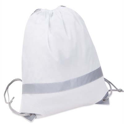 Рюкзак мешок со светоотражающей полосой RAY, белый, 35*41 см, полиэстер 210D, белый, 100% полиэстер, 210d