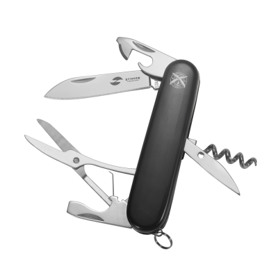 Нож перочинный Stinger, 90 мм, 11 функций, материал рукояти: АБС-пластик (чёрный), в блистере, черный, пластик