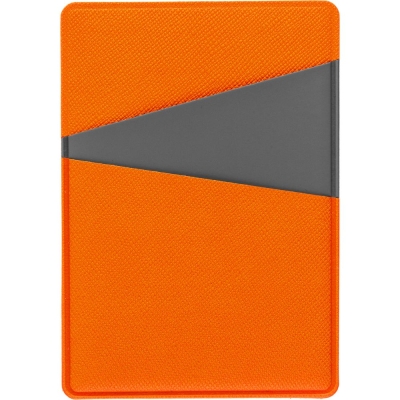 Картхолдер Dual, серо-оранжевый, серый, оранжевый, кожзам