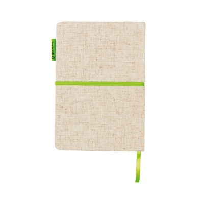 Экоблокнот из джутового хлопка, А5, зеленый, хлопок; бамбук